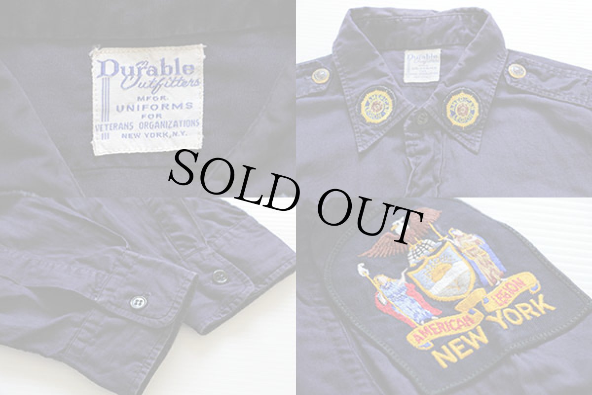 画像3: 50s Durable Outfitters AMERICAN LEGION パッチ付き コットンポプリンシャツ ナス紺 (3)