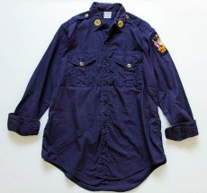 画像1: 50s Durable Outfitters AMERICAN LEGION パッチ付き コットンポプリンシャツ ナス紺 (1)