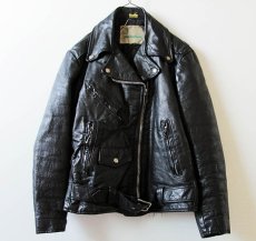 画像1: 70s gino leathers ダブルライダース レザージャケット 黒 10 (1)