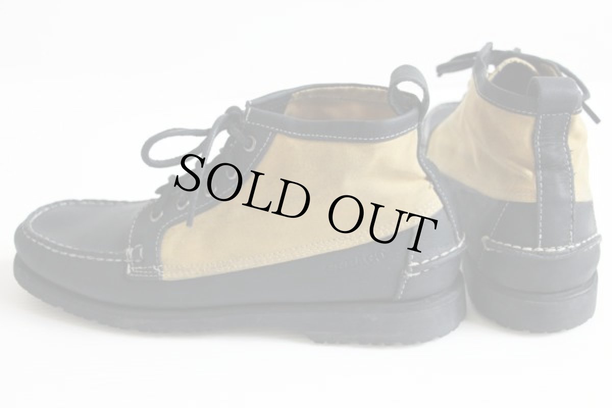 画像2: SEBAGOセバゴ×FILSONフィルソン レザー×ワックスコットン モカシンシューズ 黒×カーキ 9M★ティンクロス (2)