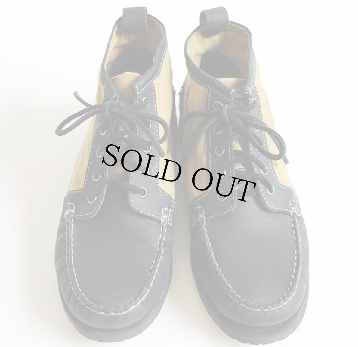 画像3: SEBAGOセバゴ×FILSONフィルソン レザー×ワックスコットン モカシンシューズ 黒×カーキ 9M★ティンクロス (3)