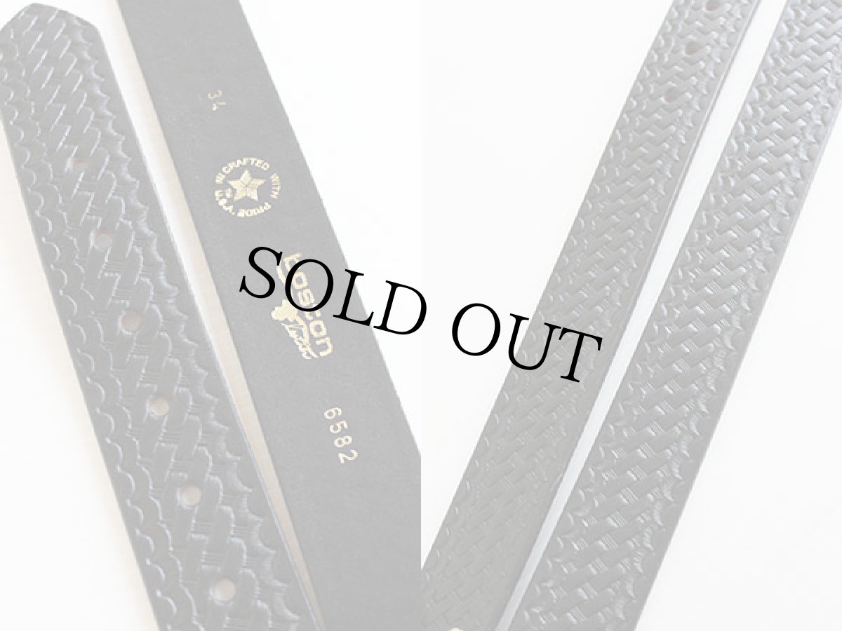 画像3: USA製 boston バスケット柄 カービング レザーベルト 黒 34★847 (3)