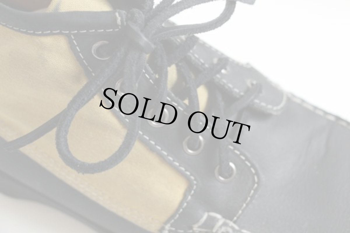 画像7: SEBAGOセバゴ×FILSONフィルソン レザー×ワックスコットン モカシンシューズ 黒×カーキ 9M★ティンクロス (7)