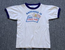 画像2: 70s USA製 Championチャンピオン HAPPINESS IS 染み込みプリント リンガーTシャツ キッズ M (2)