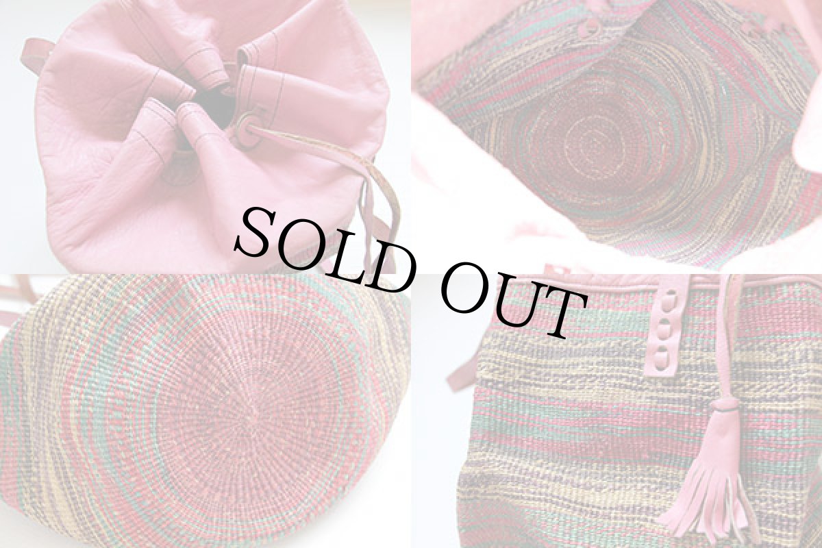 画像3: 編み込み かごバッグ 巾着タイプ (3)