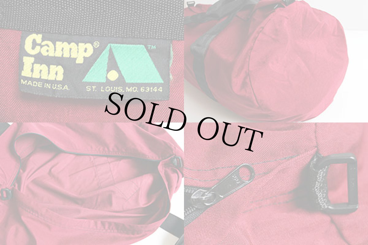 画像3: 80s USA製 Camp Inn ナイロン ダッフルバッグ バーガンディ (3)