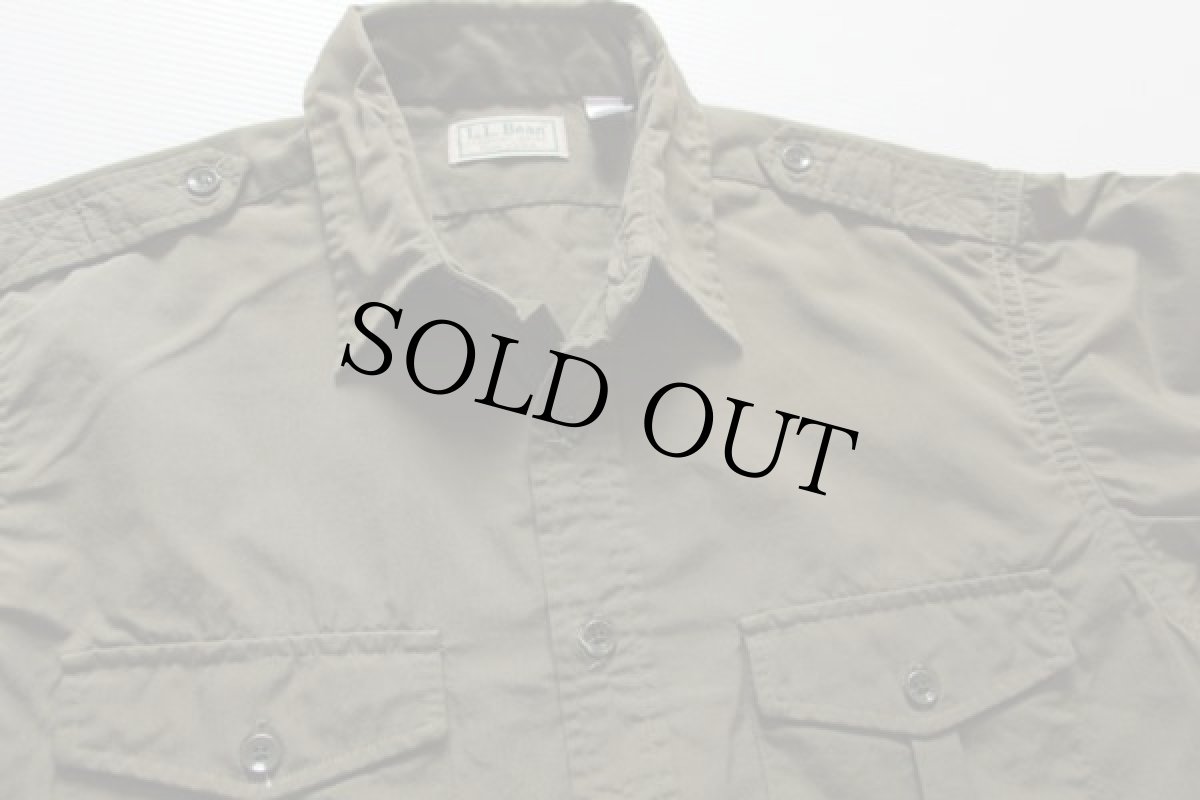 画像3: 80s USA製 L.L.Bean ナイロン サファリシャツ オリーブ L (3)