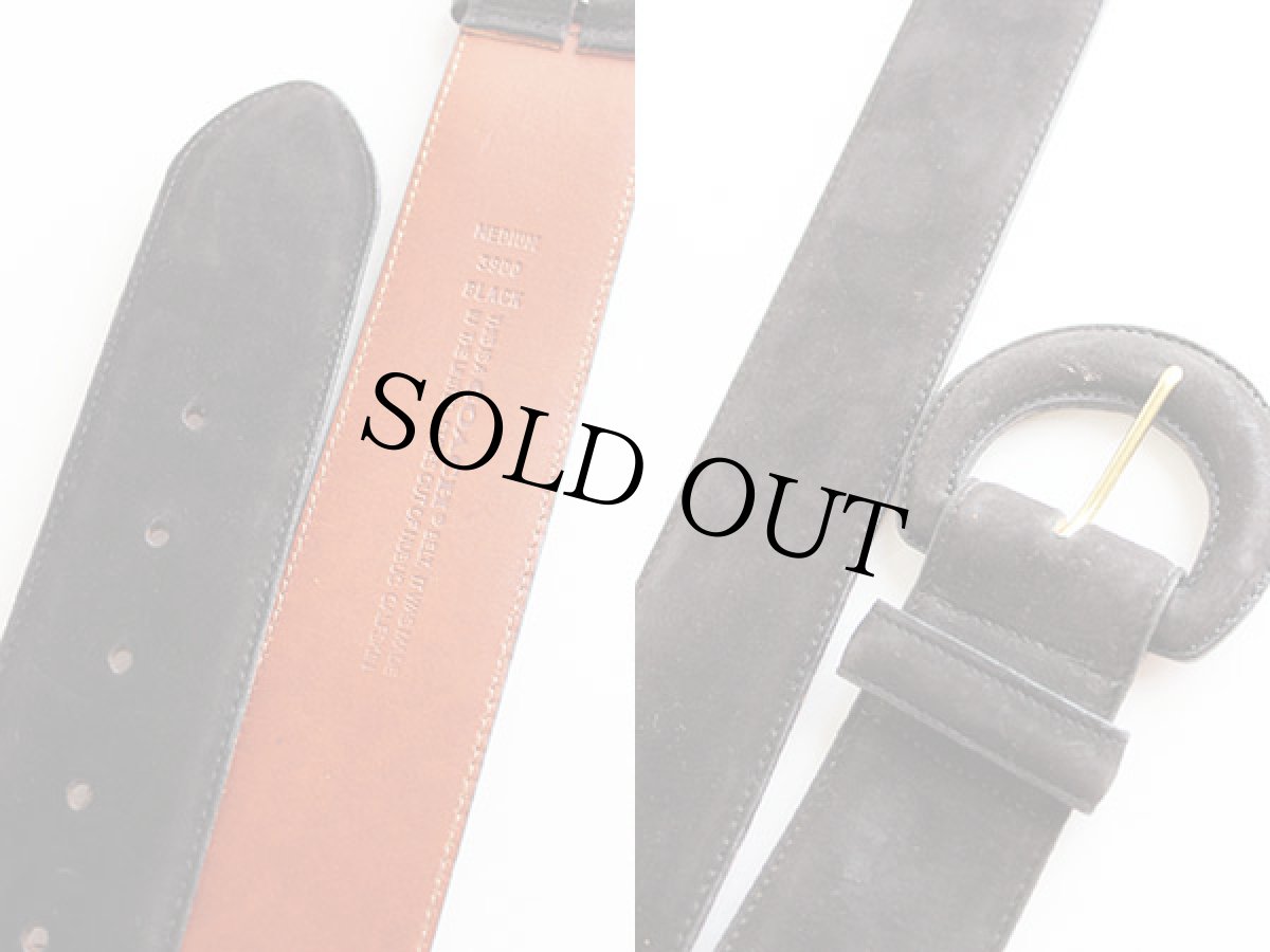 画像3: USA製 COACHコーチ ワイド ヌバック レザーベルト 黒 M★869 (3)