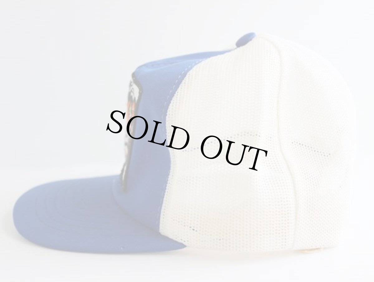 画像2: 80s ESSO TIGER エッソタイガー パッチ付き メッシュキャップ 青×白 (2)