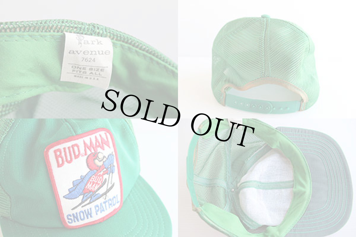 画像3: 80s USA製 Budweiserバドワイザー BUDMANバドマン パッチ付き メッシュキャップ 緑 (3)