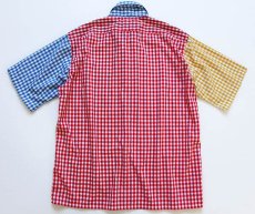 画像2: 70s Hathaway クレイジーパターン ギンガムチェック 半袖シャツ L 16.5 (2)