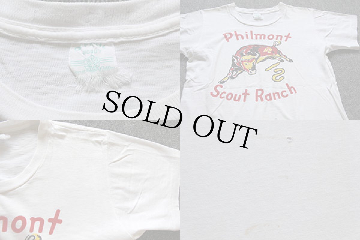 画像4: 60s BSA ボーイスカウト Philmont 染み込みプリント コットンTシャツ 白 (4)
