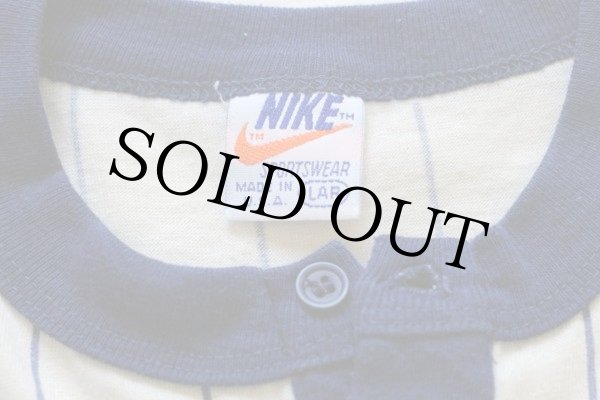 70s USA製 NIKEナイキ ゴツナイキ ストライプ ヘンリーネック 七分袖 T