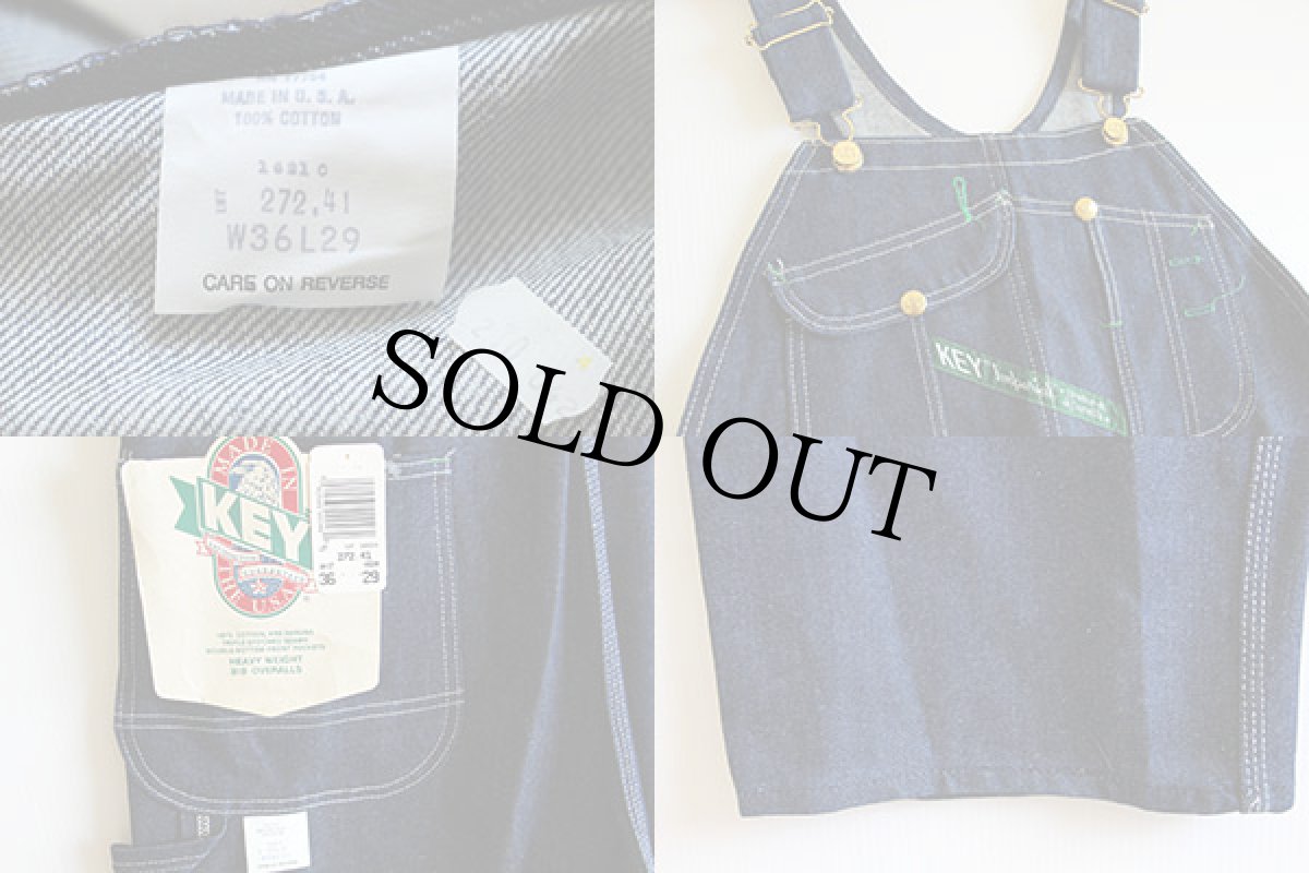 画像3: デッドストック★80s USA製 KEY Imperial デニム オーバーオール 36×29 (3)