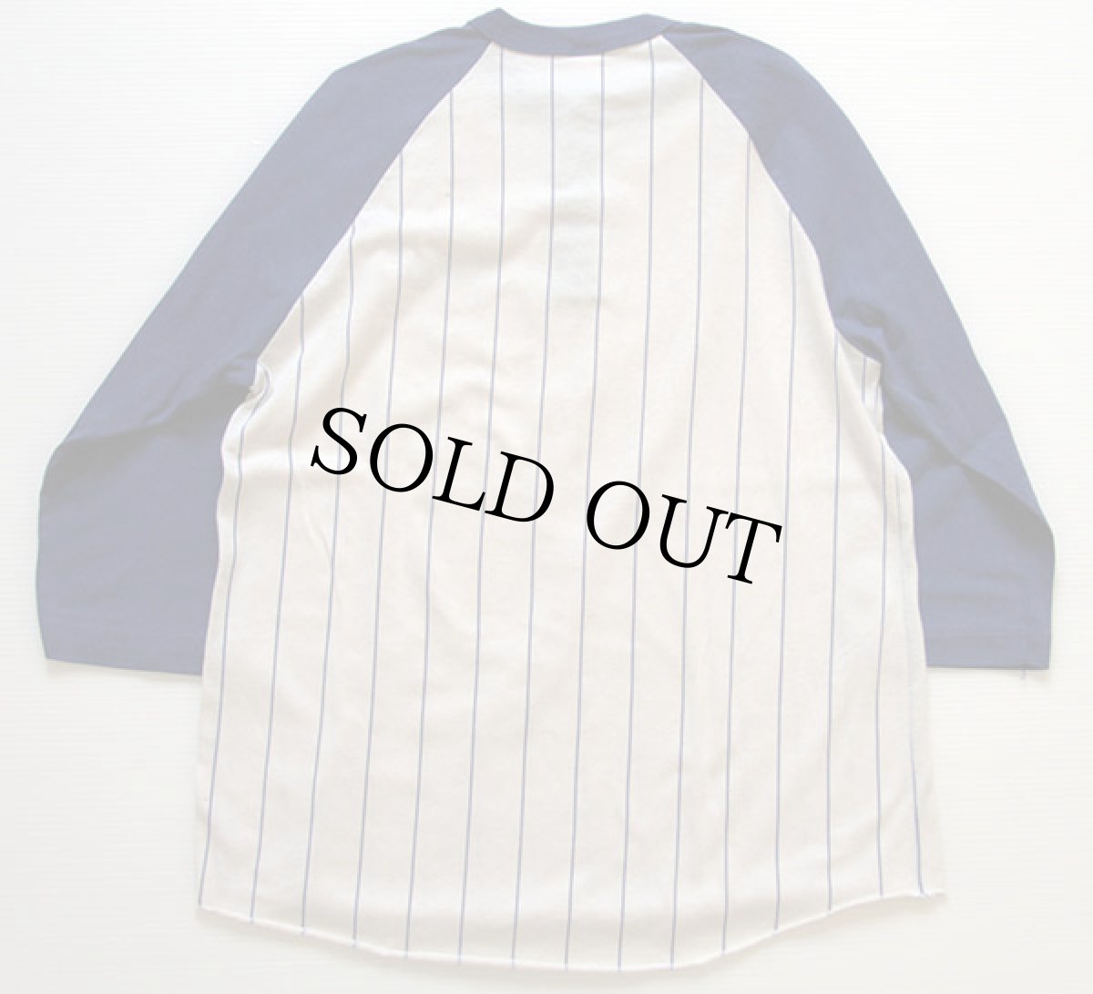 画像2: 70s USA製 NIKEナイキ ゴツナイキ ストライプ ヘンリーネック 七分袖 Tシャツ クリーム×紺 L (2)