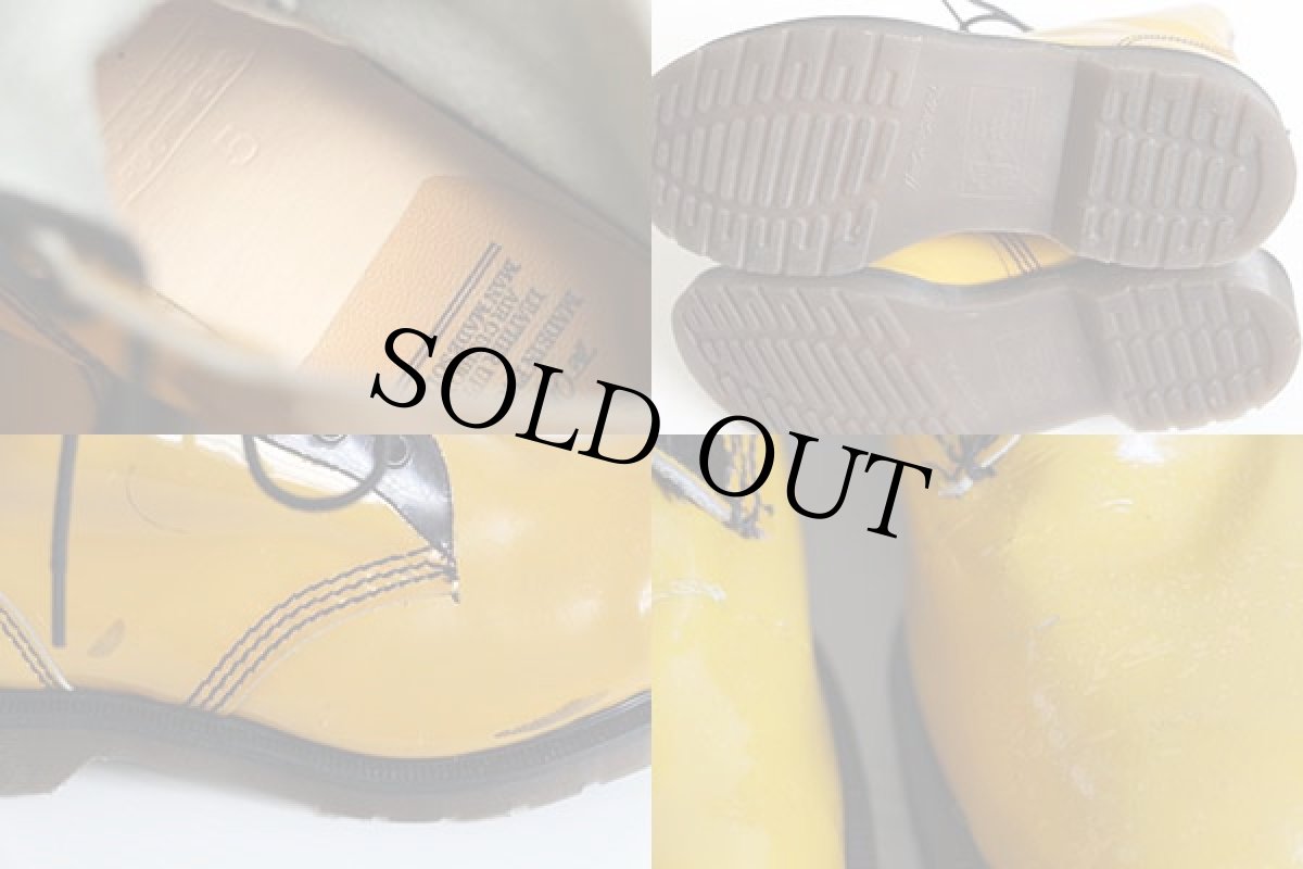 画像3: 英国製 DR.MARTENSドクターマーチン キャップトゥ 6ホールブーツ パテント マスタード UK5 (3)