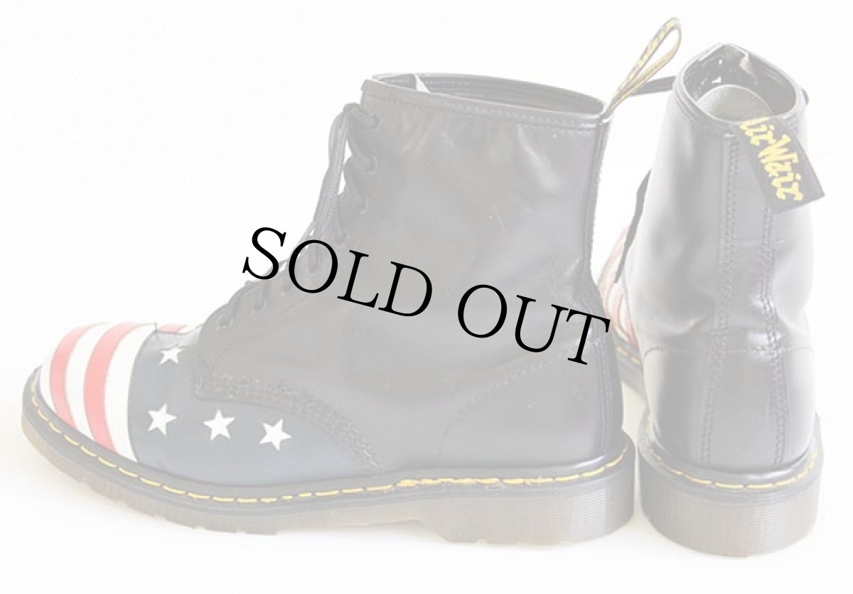 画像2: 英国製 DR.MARTENSドクターマーチン 星条旗 8ホールブーツ 黒 UK11 (2)