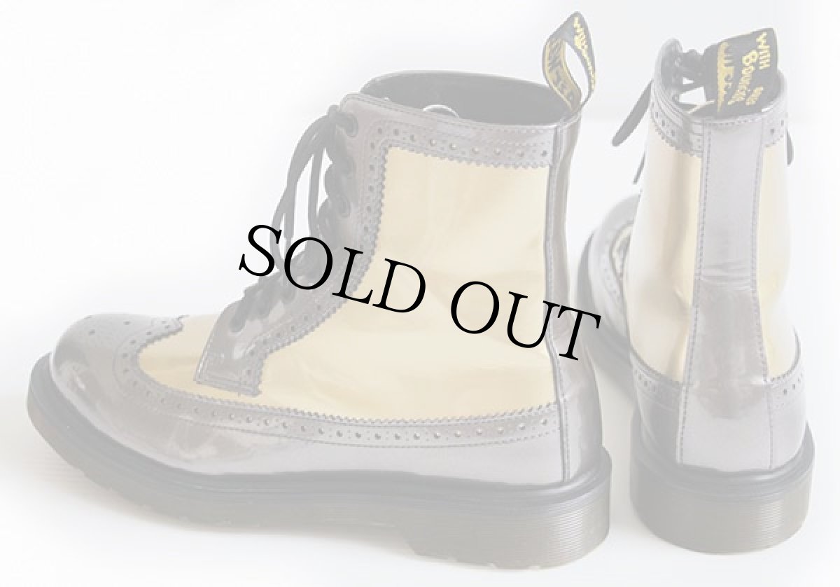 画像2: DR.MARTENSドクターマーチン HARRIE ウイングチップ 8ホールブーツ パテント ゴールド×ブロンズ UK7 (2)