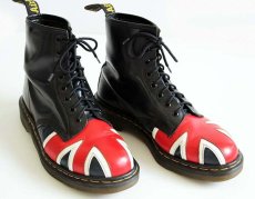 画像1: 英国製 DR.MARTENSドクターマーチン ユニオンジャック 8ホールブーツ 黒 UK8 (1)