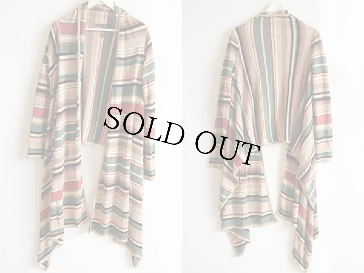 画像2: LAUREN ラルフローレン ラグ柄 リネン×シルクニット カーディガン S/M (2)