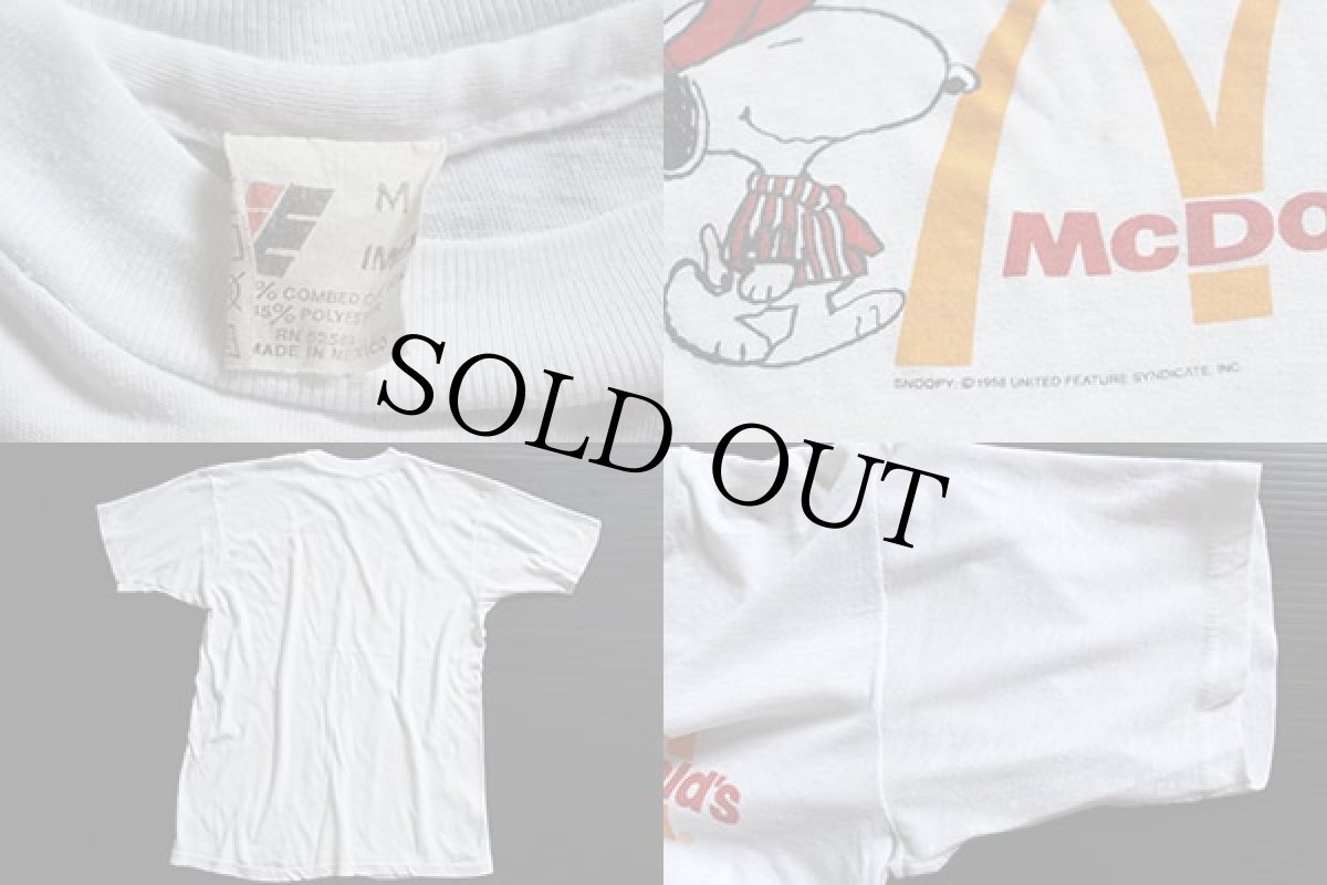 画像3: 80s McDonald'sマクドナルド×スヌーピー Tシャツ 白 M (3)