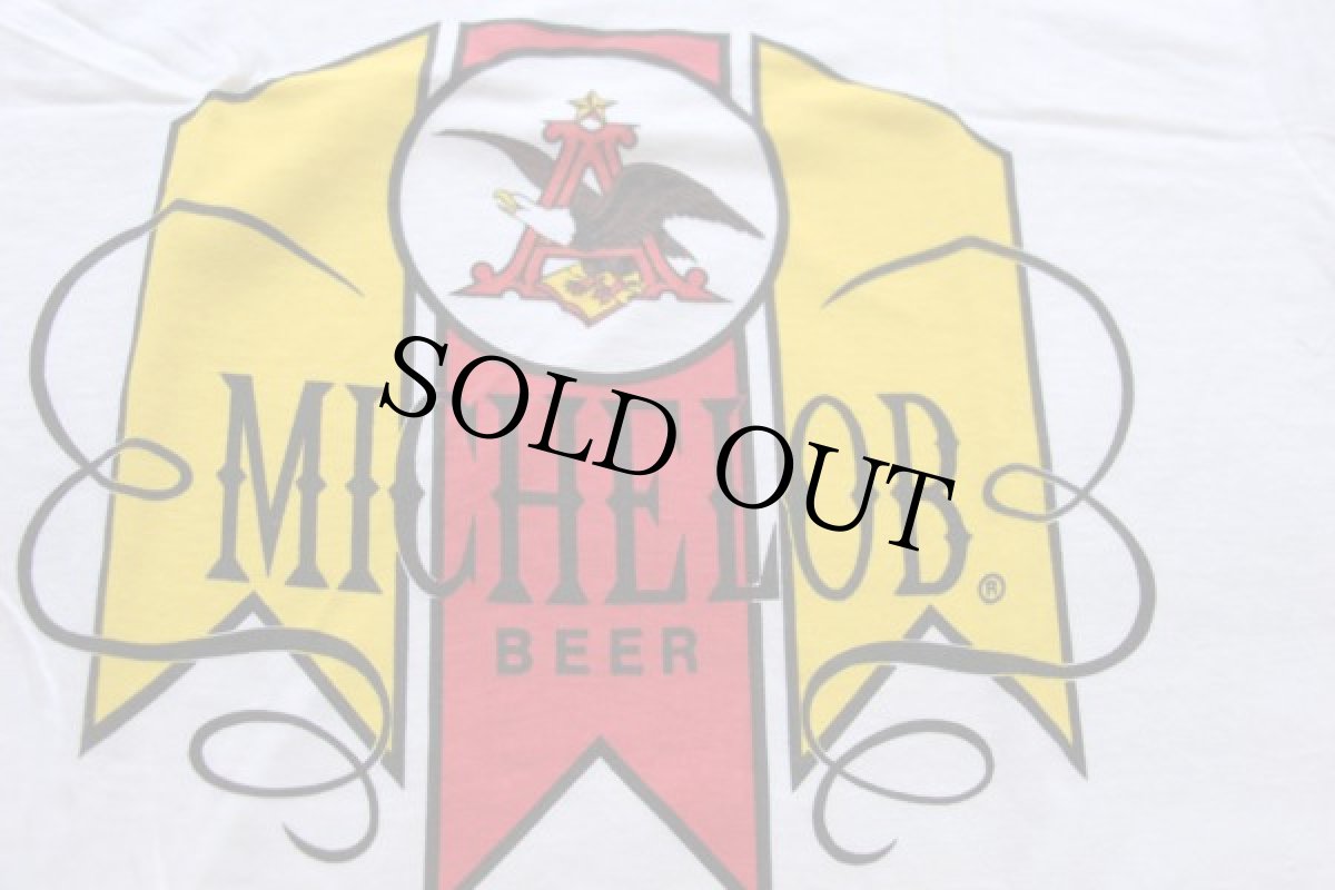 画像4: デッドストック★70s USA製 Hanes MICHELOB BEER 染み込みプリント Tシャツ 白 M (4)