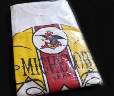 画像1: デッドストック★70s USA製 Hanes MICHELOB BEER 染み込みプリント Tシャツ 白 M (1)
