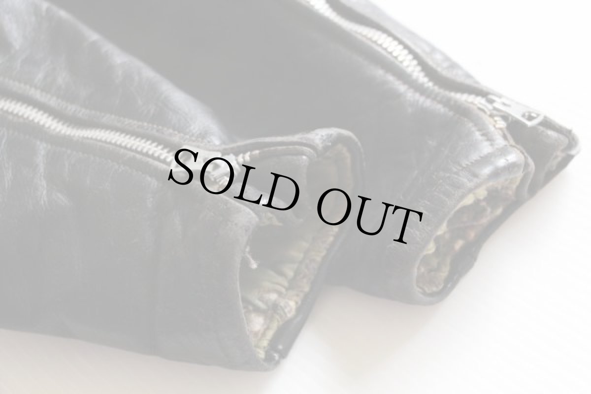 画像10: 50s UNKNOWN ダブルライダース ホースハイド レザージャケット 黒 (10)