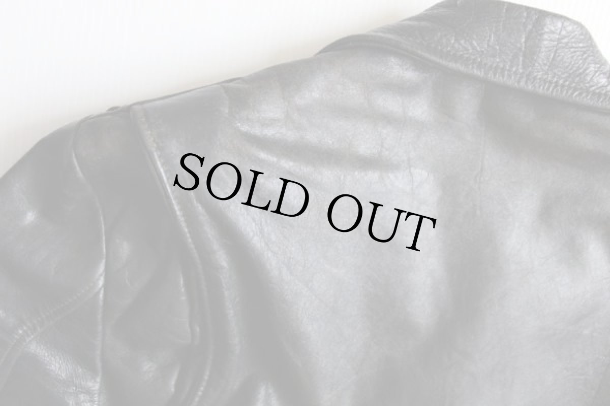 画像7: 50s UNKNOWN ダブルライダース ホースハイド レザージャケット 黒 (7)