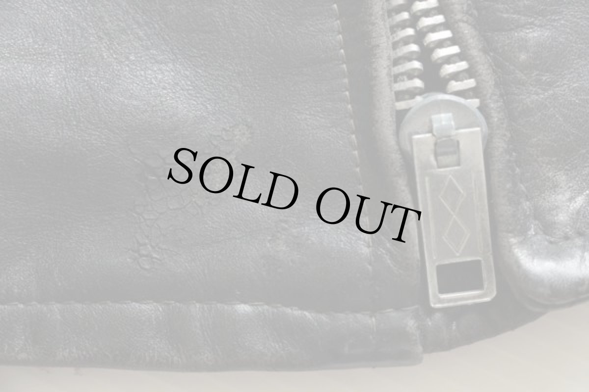 画像6: 50s UNKNOWN ダブルライダース ホースハイド レザージャケット 黒 (6)