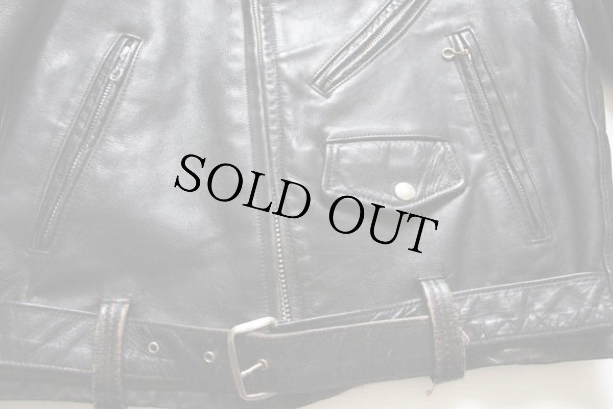 画像5: 50s UNKNOWN ダブルライダース ホースハイド レザージャケット 黒 (5)