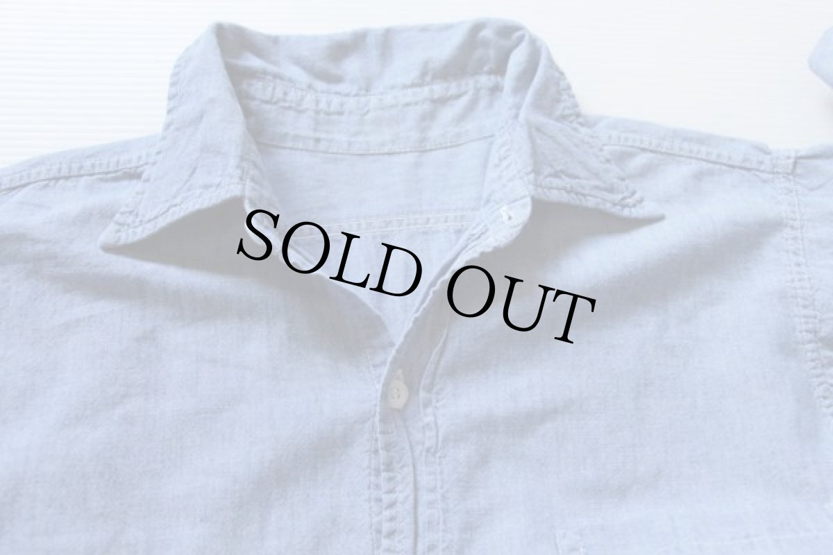 画像5: 70s ミッキー マウス 染み込み バックプリント コットン シャンブレーシャツ M (5)