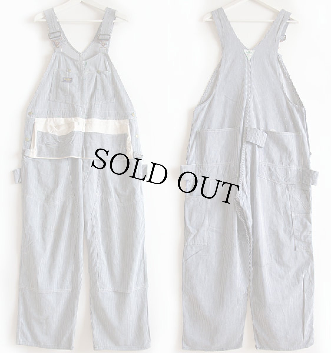 画像2: 60s OSHKOSH B'GOSH エプロン付き ヒッコリー ストライプ ダブルニー オーバーオール (2)