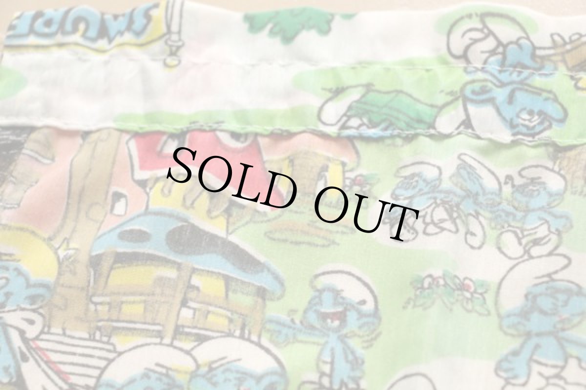 画像3: ビンテージ SMURF キング スマーフ 染み込みプリント 生地 (3)