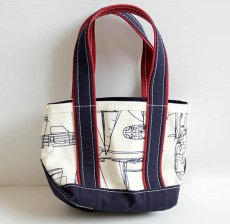 画像2: USA製 L.L.Bean BOAT AND TOTE ヨット柄 キャンバス トートバッグ ジップトップ ミニ (2)