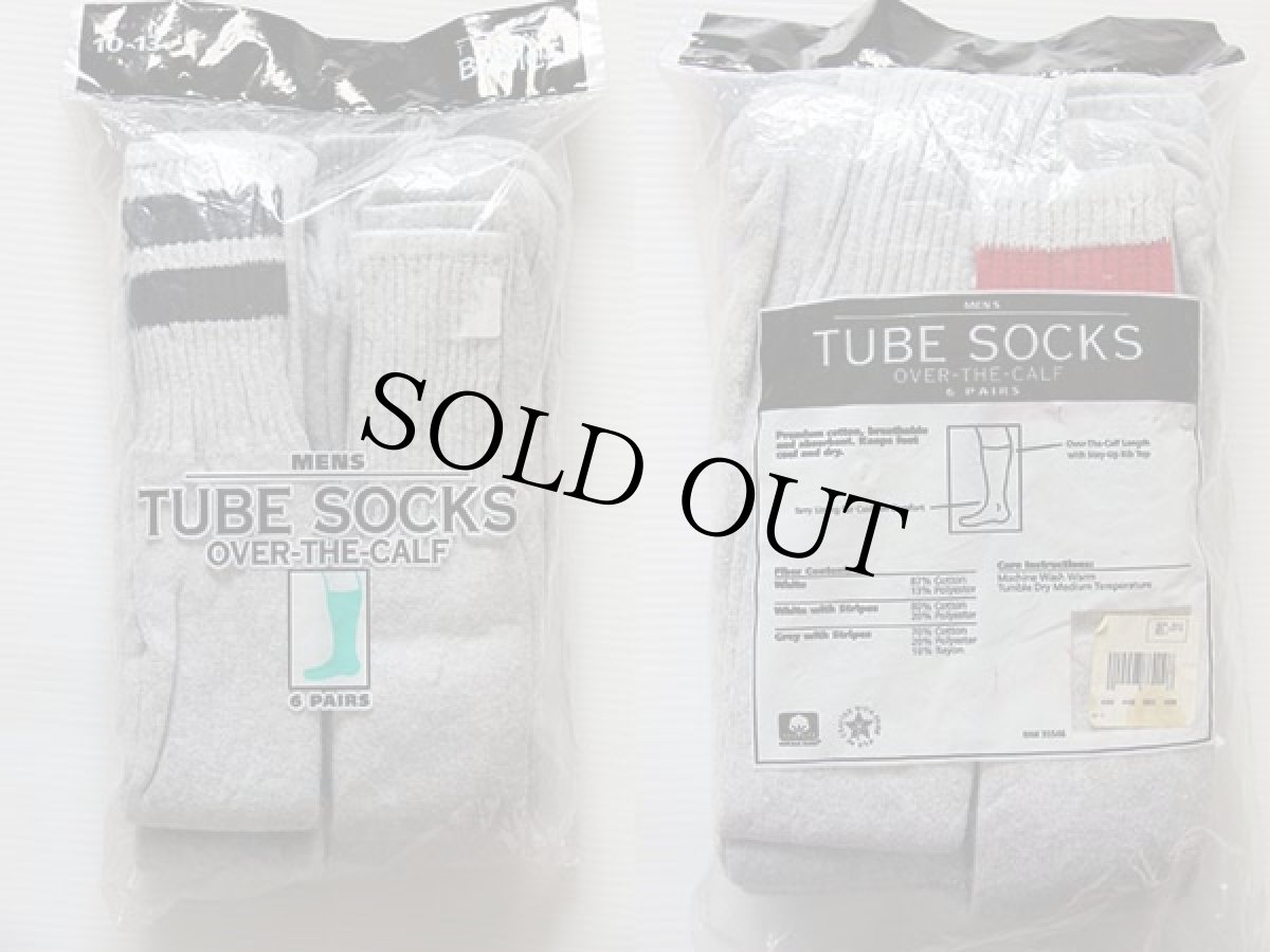 画像2: デッドストック★90s USA製 TREND BASICS 無地×ライン入り チューブソックス グレー 10-13 6パック★靴下 (2)