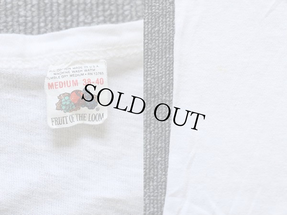 画像3: 80s USA製 FRUIT OF THE LOOM 無地 バインダー Vネック コットン Tシャツ 白 M (3)
