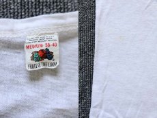 画像3: 80s USA製 FRUIT OF THE LOOM 無地 バインダー Vネック コットン Tシャツ 白 M (3)