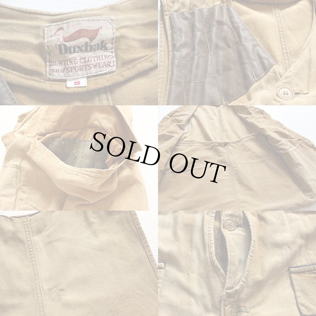 画像3: 50s Duxbak ガンパッチ付き ハーフムーン ポケット ハンティングベスト カーキ S (3)