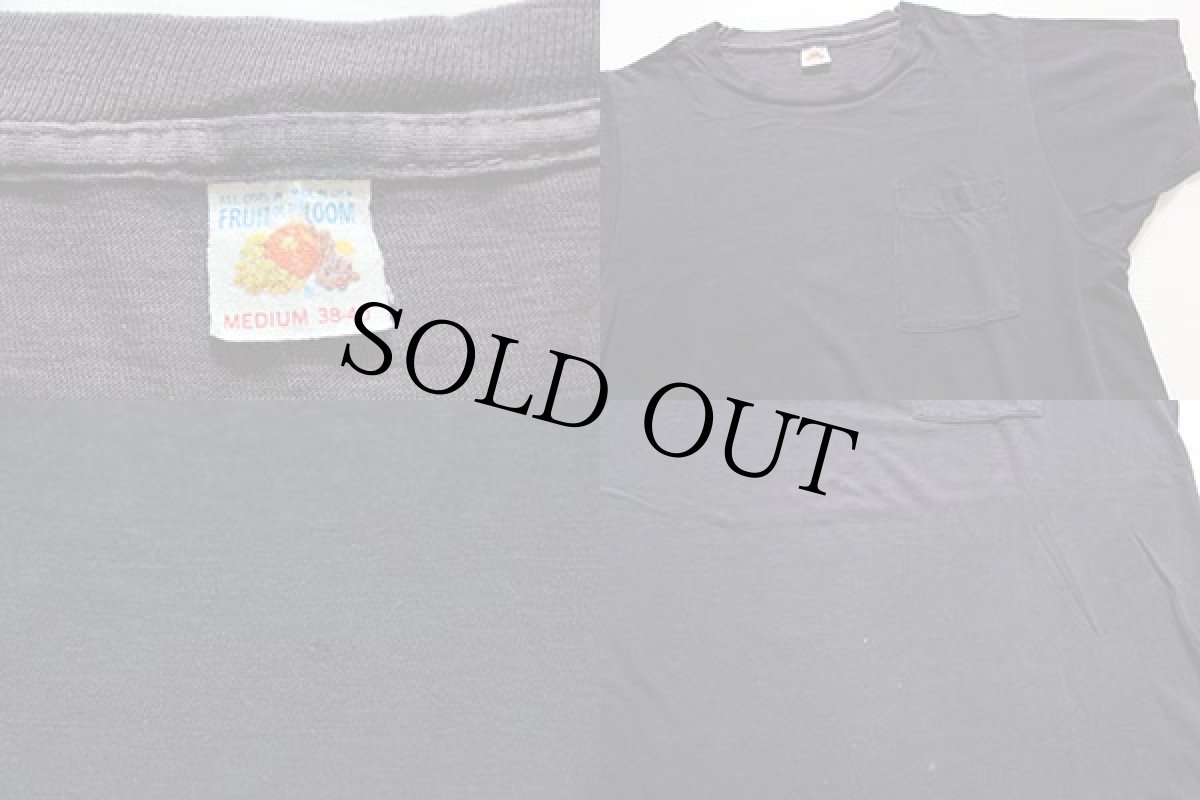 画像4: 70s USA製 FRUIT OF THE LOOM 無地 コットン ポケットTシャツ 黒 M (4)