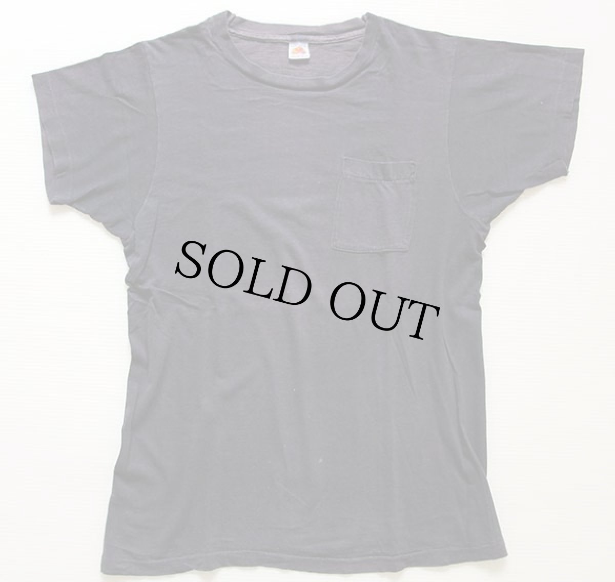 画像2: 70s USA製 FRUIT OF THE LOOM 無地 コットン ポケットTシャツ 黒 M (2)