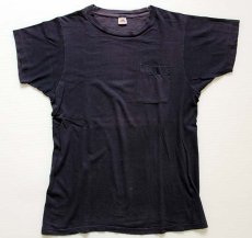 画像2: 70s USA製 FRUIT OF THE LOOM 無地 コットン ポケットTシャツ 黒 M (2)