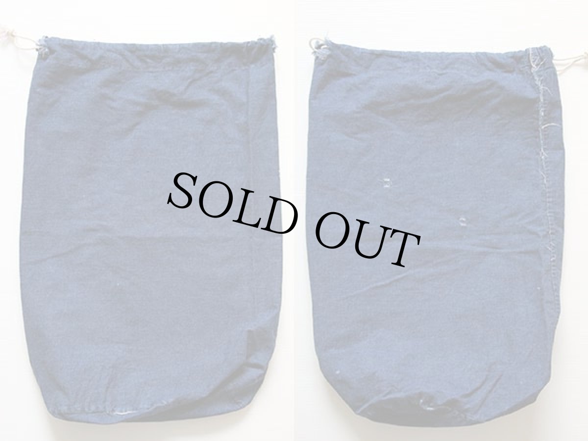 画像2: 70s ハンドメイド 耳付き インディゴ デニム バラックバッグ★ランドリーバッグ (2)