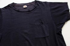 画像1: 70s USA製 FRUIT OF THE LOOM 無地 コットン ポケットTシャツ 黒 M (1)