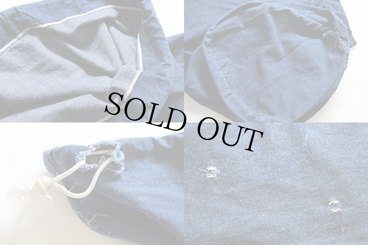 画像3: 70s ハンドメイド 耳付き インディゴ デニム バラックバッグ★ランドリーバッグ (3)