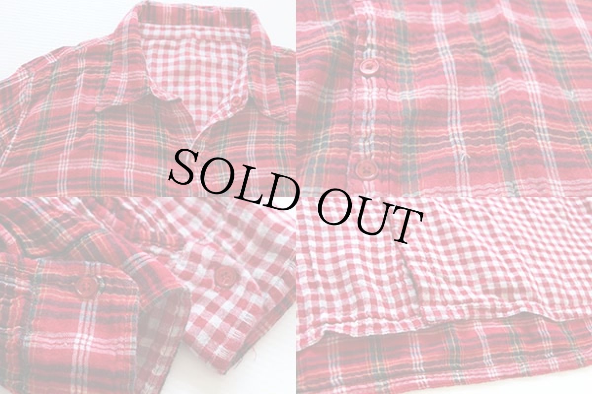 画像3: UNKNOWN ギンガムチェック×タータンチェック リバーシブル ガーゼシャツ (3)
