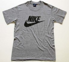 画像2: 80s USA製 NIKEナイキ ロゴ Tシャツ 杢グレー L (2)