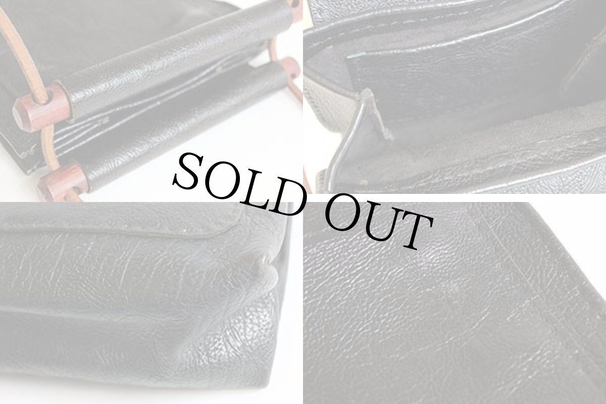 画像3: ビンテージ ハンドクラフト バッファロー レザーバッグ 黒 (3)