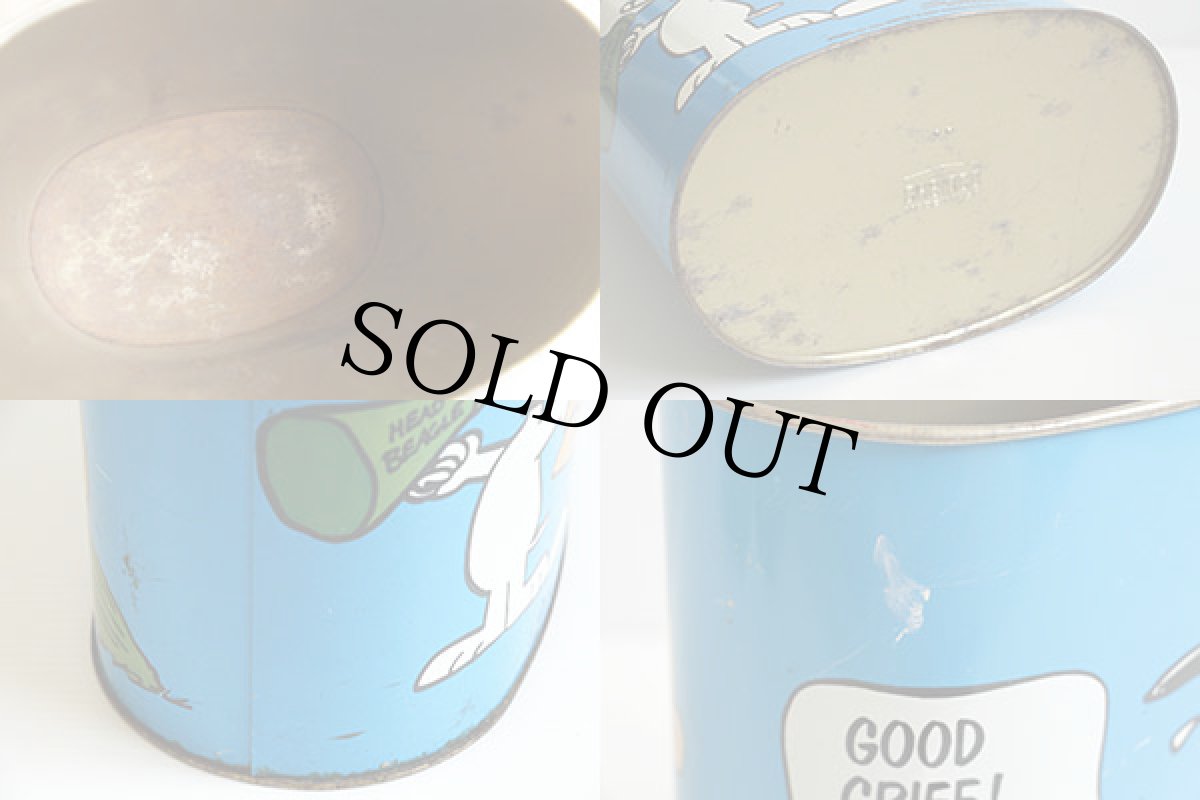 画像4: 70s USA製 CHEINCO スヌーピー チャーリーブラウン ルーシー トラッシュカン 青★ゴミ箱★ダストボックス (4)