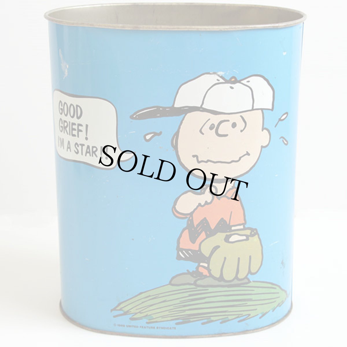 画像2: 70s USA製 CHEINCO スヌーピー チャーリーブラウン ルーシー トラッシュカン 青★ゴミ箱★ダストボックス (2)